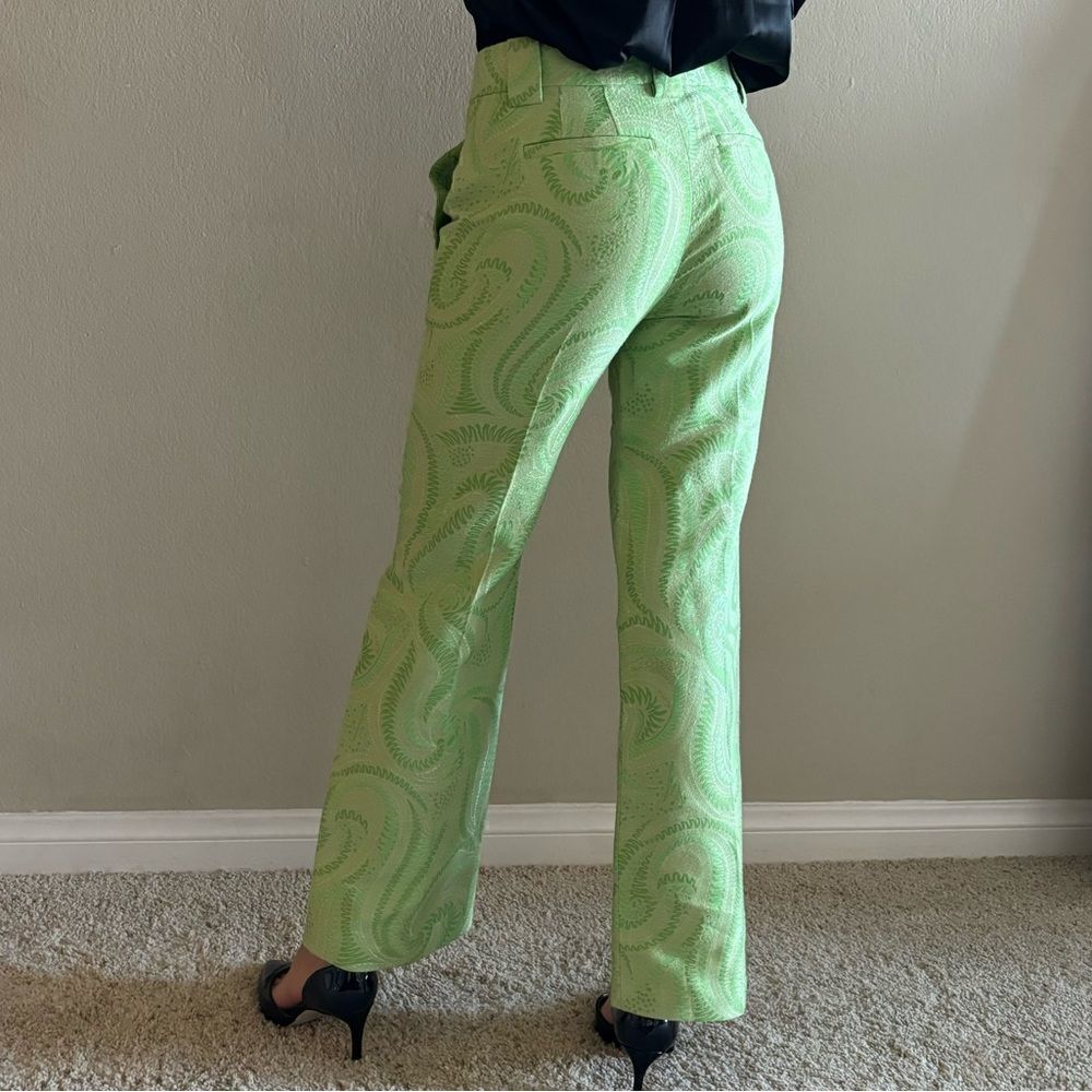 Rare A.L.C. Green Dress Pants Mid Waist Straight Leg Patterned Size S - Picture 5 of 11